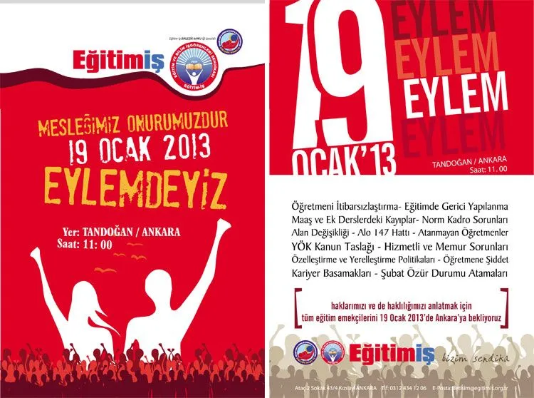 Mesleğimiz Onurumuzdur 19 Ocak 2013 Eylemdeyiz | EĞİTİM İŞ