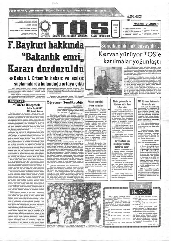 TÖS Yayın Organı Sayı:1 Yıl: 1968/ Şubat  | EĞİTİM İŞ