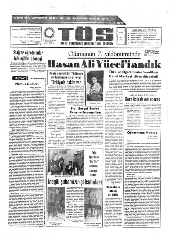 TÖS Yayın Organı Sayı:2 Yıl: 1968/ Mart   | EĞİTİM İŞ