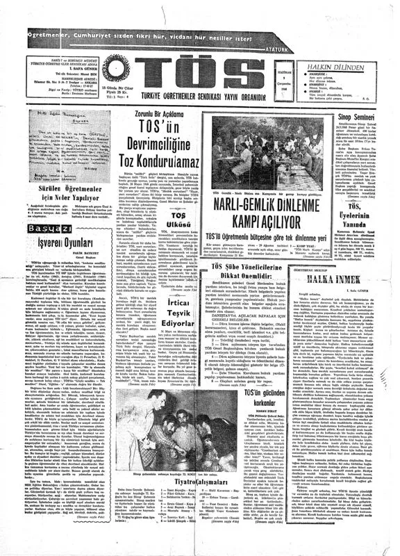 TÖS Yayın Organı Sayı:8 Yıl: 1968/ Haziran   | EĞİTİM İŞ