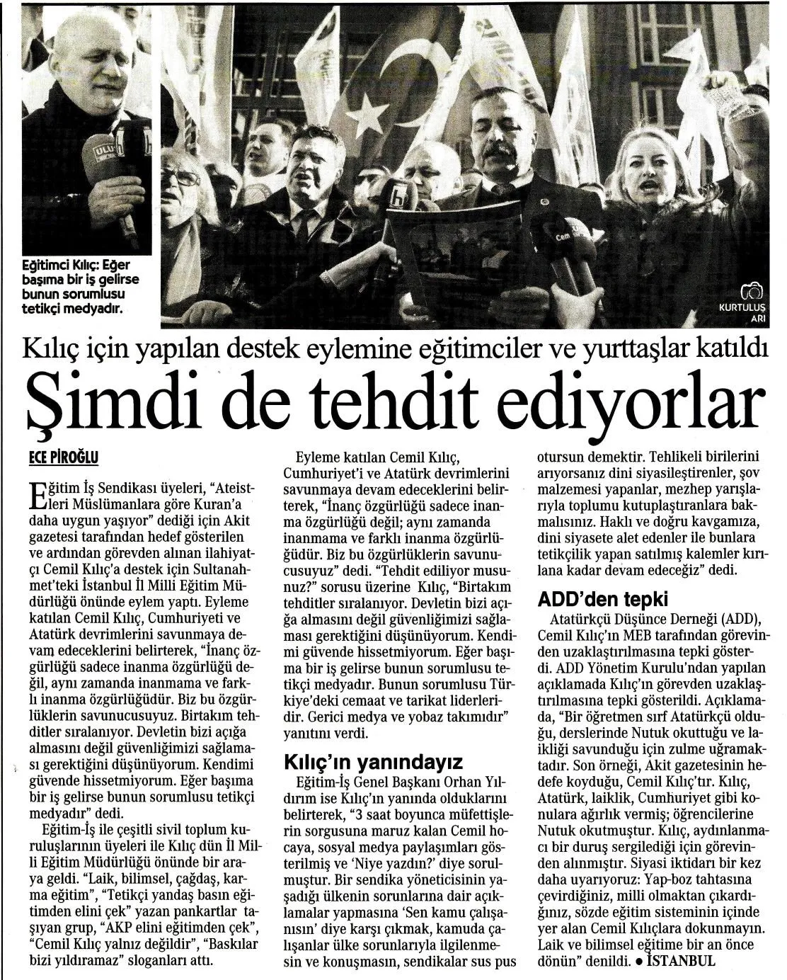 Cumhuriyet - Cemil Kılıç`ın Görevden Alınmasını İstanbul Milli Eğitim Müdürlüğü Önünde Protesto Ettik | EĞİTİM İŞ