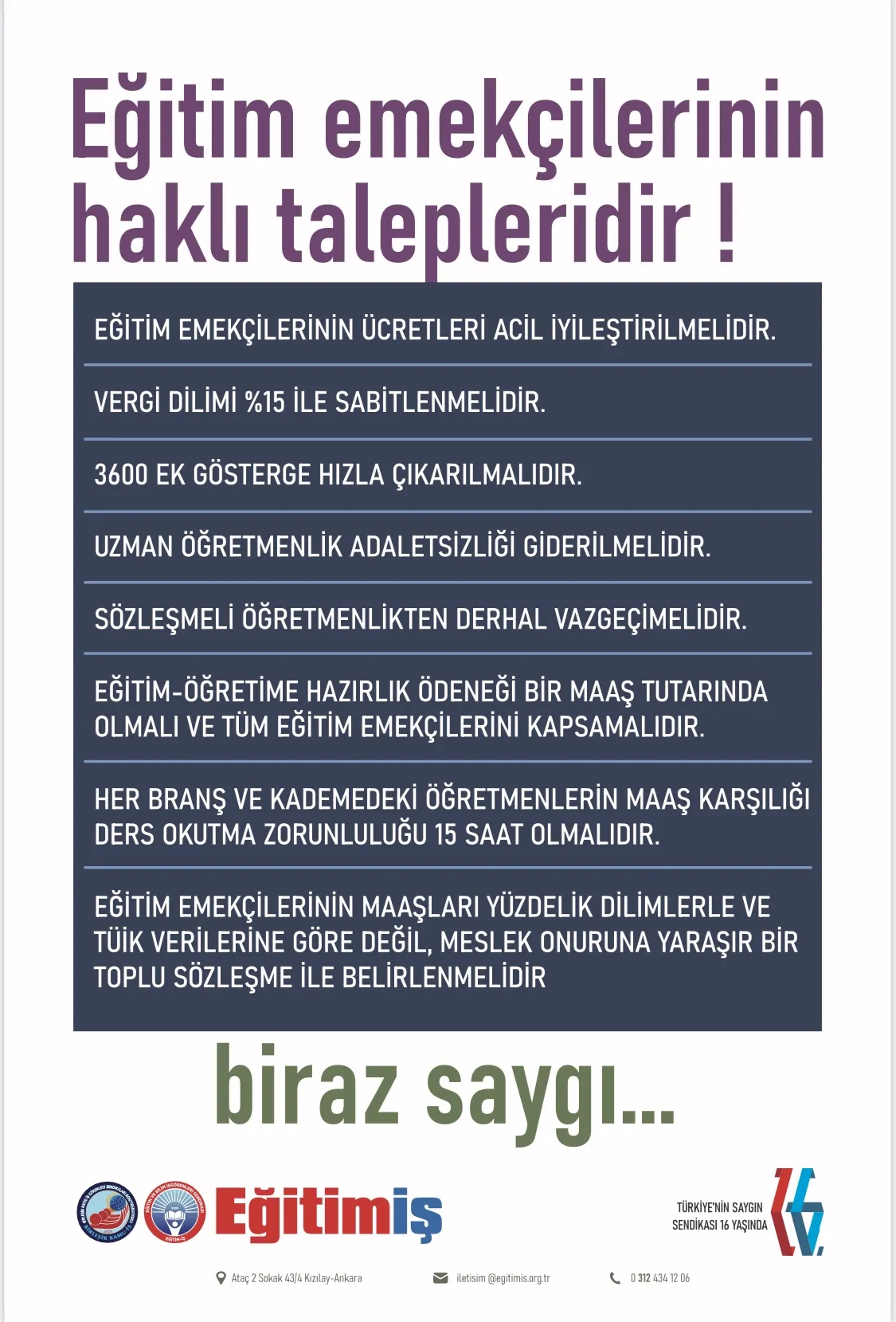 Taleplerimiz Afiş | EĞİTİM İŞ