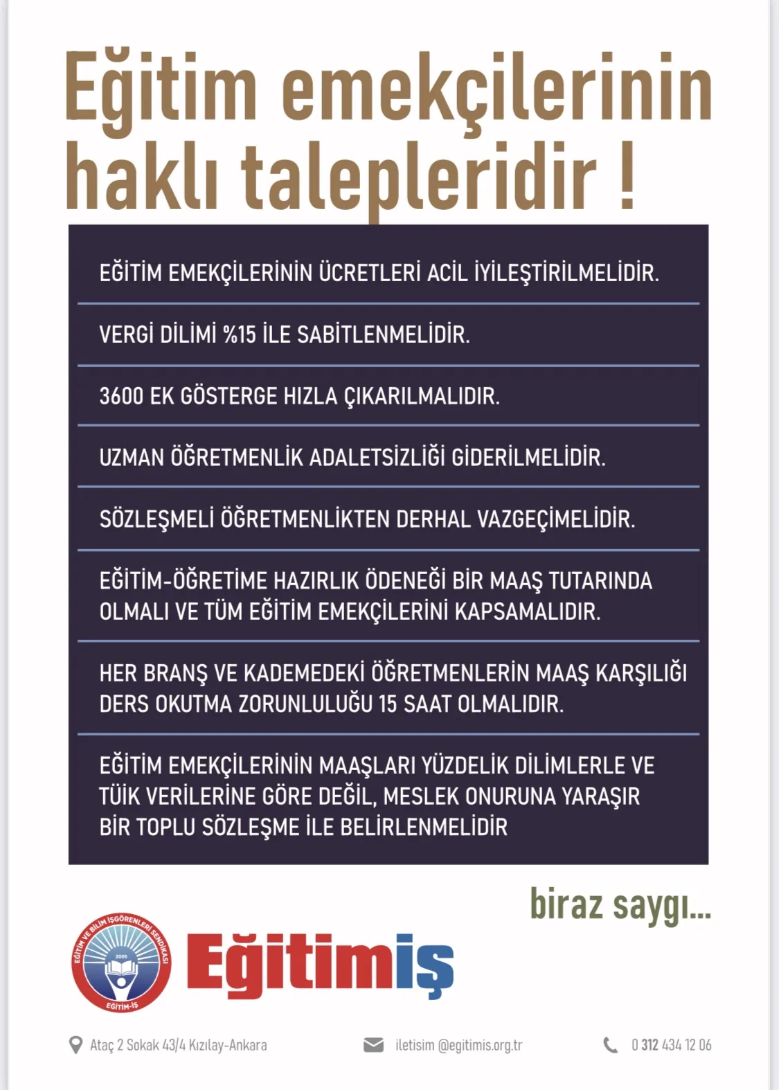 Taleplerimiz - El İlanı  | EĞİTİM İŞ