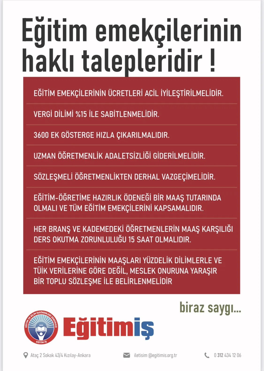 Taleplerimiz - El İlanı  | EĞİTİM İŞ