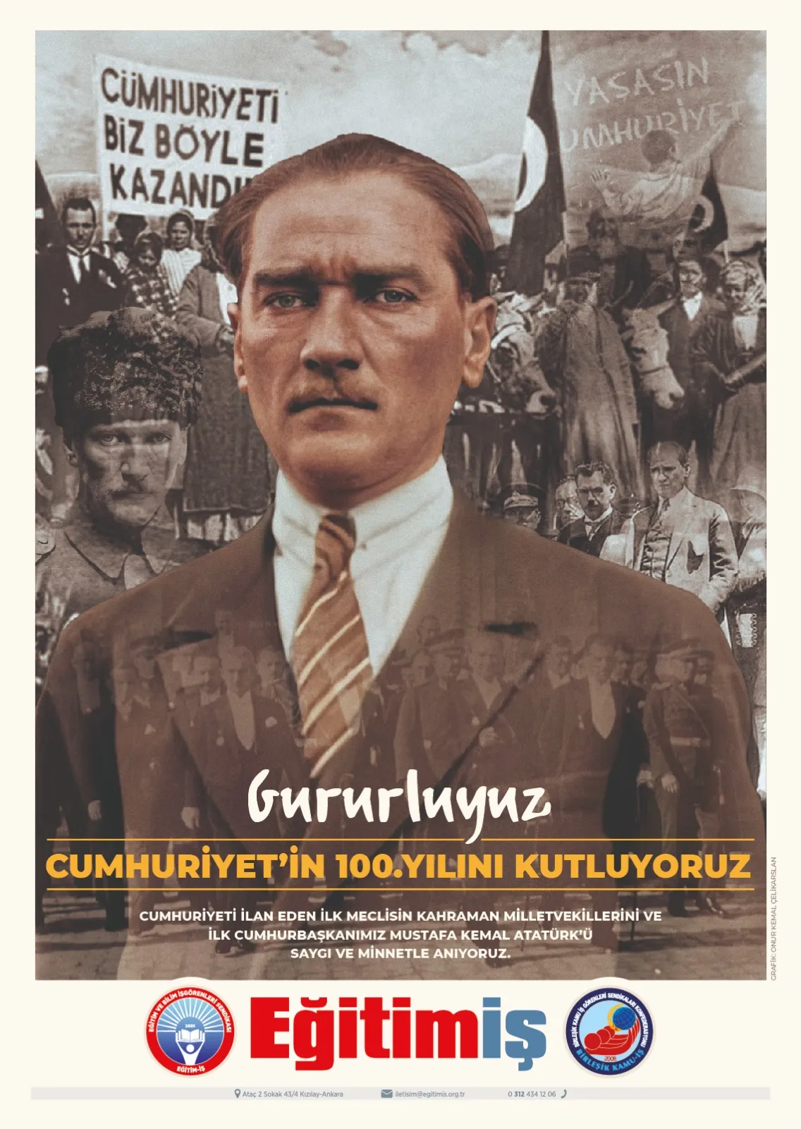 CUMHURİYETİMİZ 100 YAŞINDA! “BUGÜN EN BÜYÜK BAYRAMDIR KUTLU OLSUN!”  | EĞİTİM İŞ