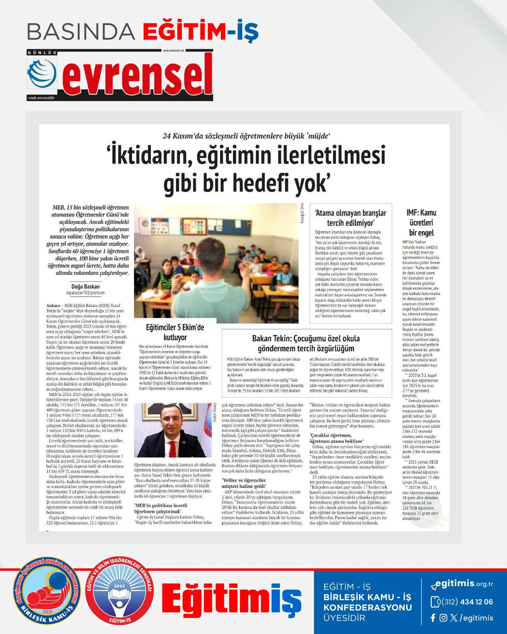 'İktidarın, eğitimin ilerletilmesi gibi bir hedefi yok' | EĞİTİM İŞ