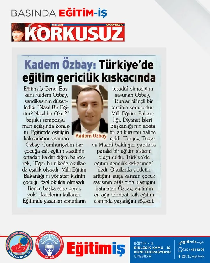 Kadem Özbay: Türkiye'de eğitim gericilik kıskacında | EĞİTİM İŞ