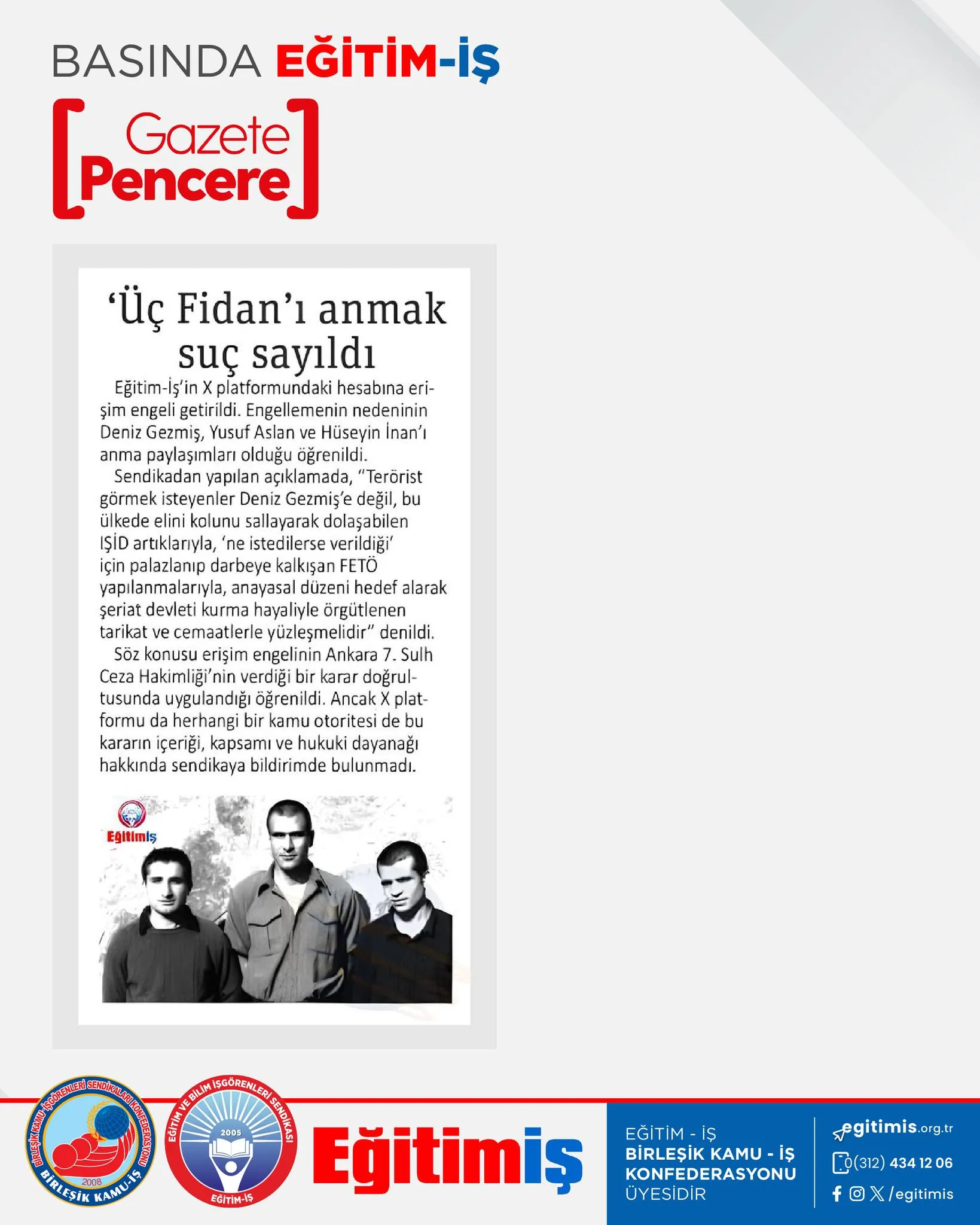 'Üç Fidan'ı anmak suç sayıldı | EĞİTİM İŞ