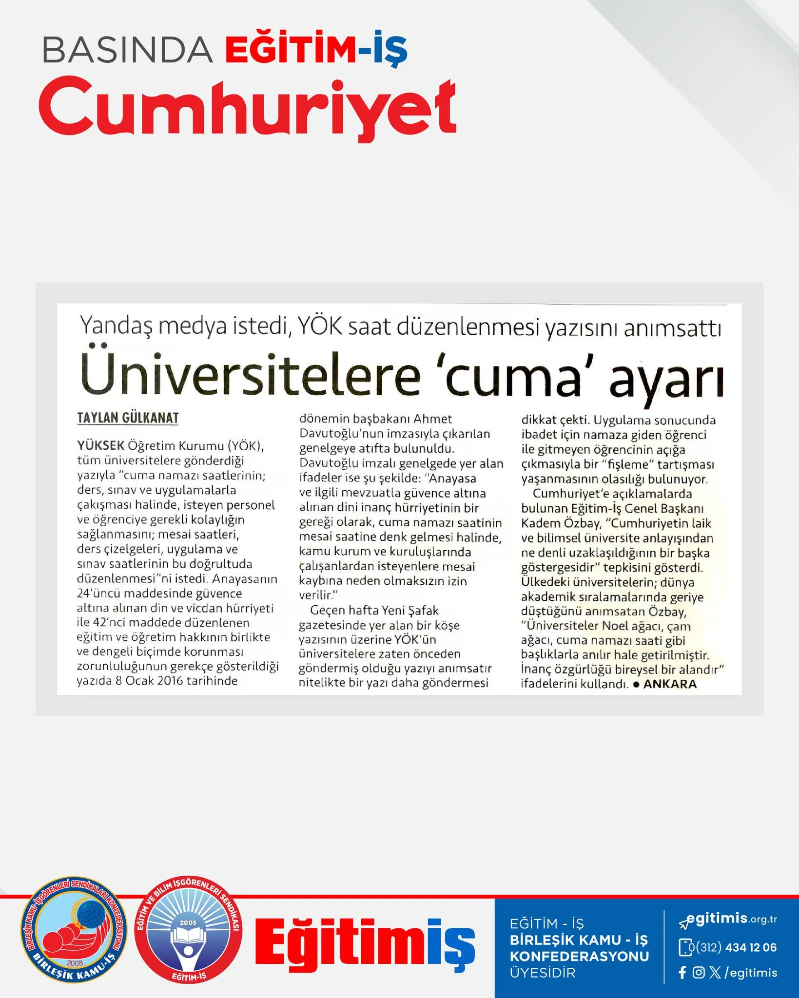 Üniversitelere 'cuma' ayarı | EĞİTİM İŞ