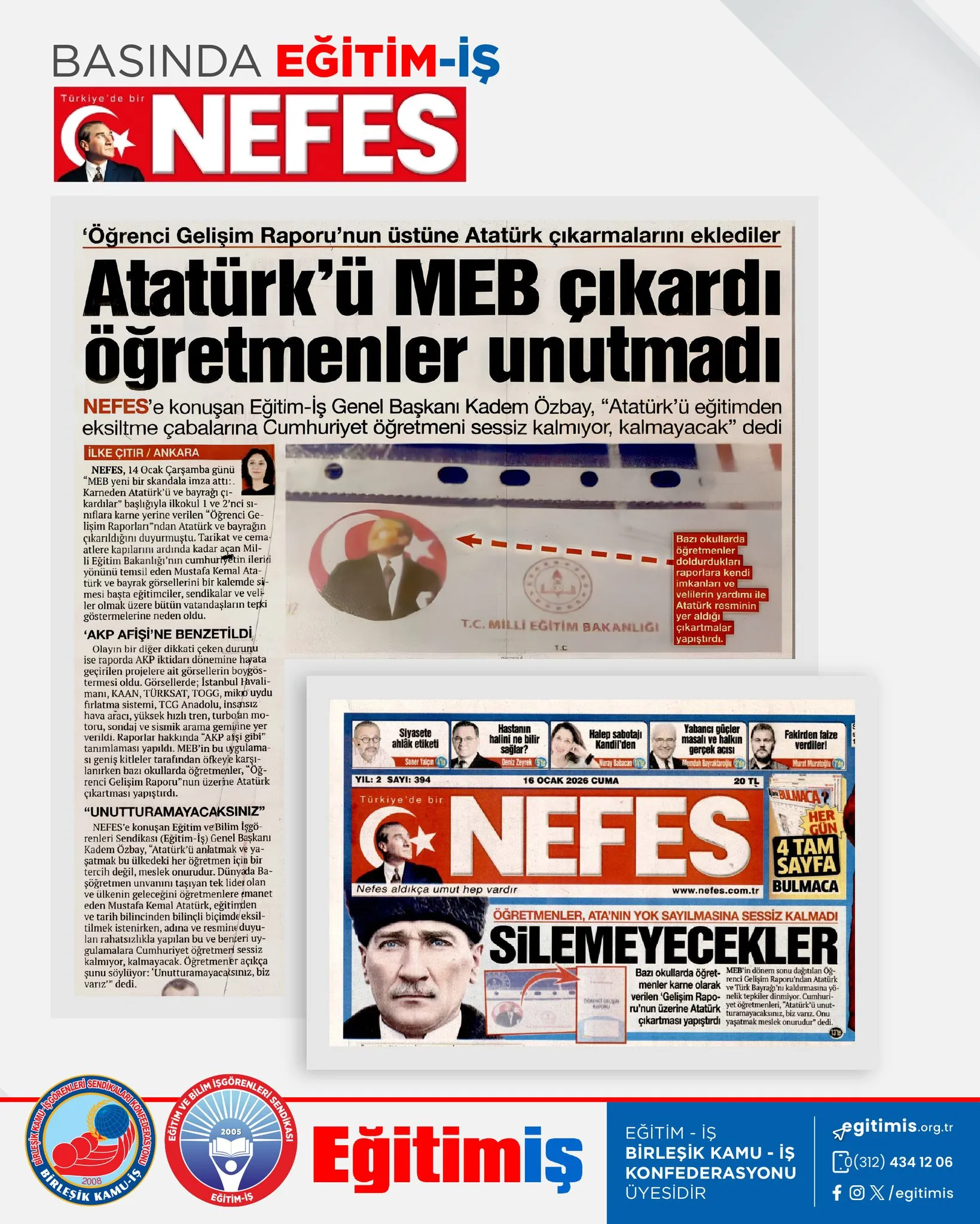 Atatürk'ü MEB çıkardı öğretmenler unutmadı | EĞİTİM İŞ