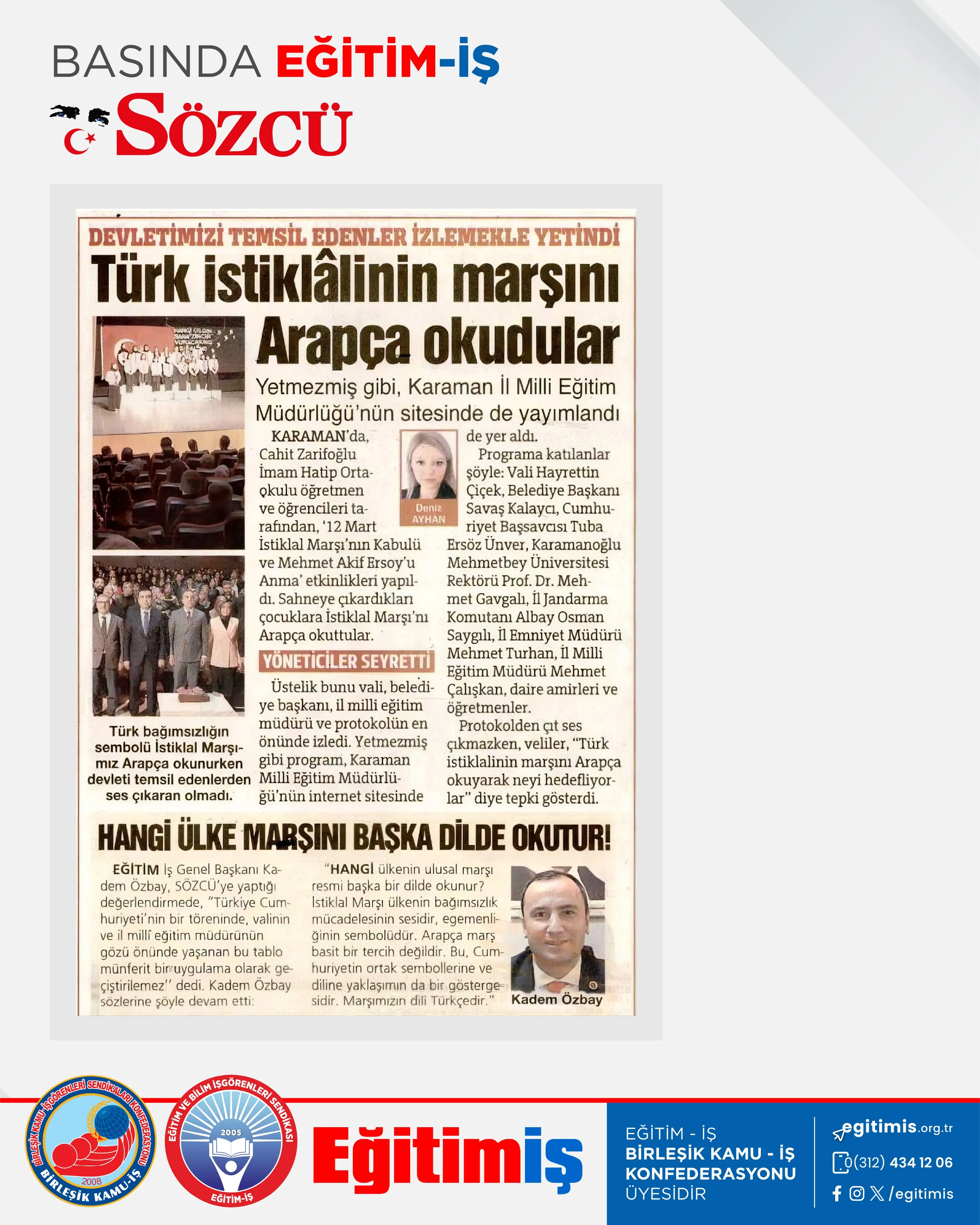 HANGİ ÜLKE MARŞINI BAŞKA DİLDE OKUTUR | EĞİTİM İŞ
