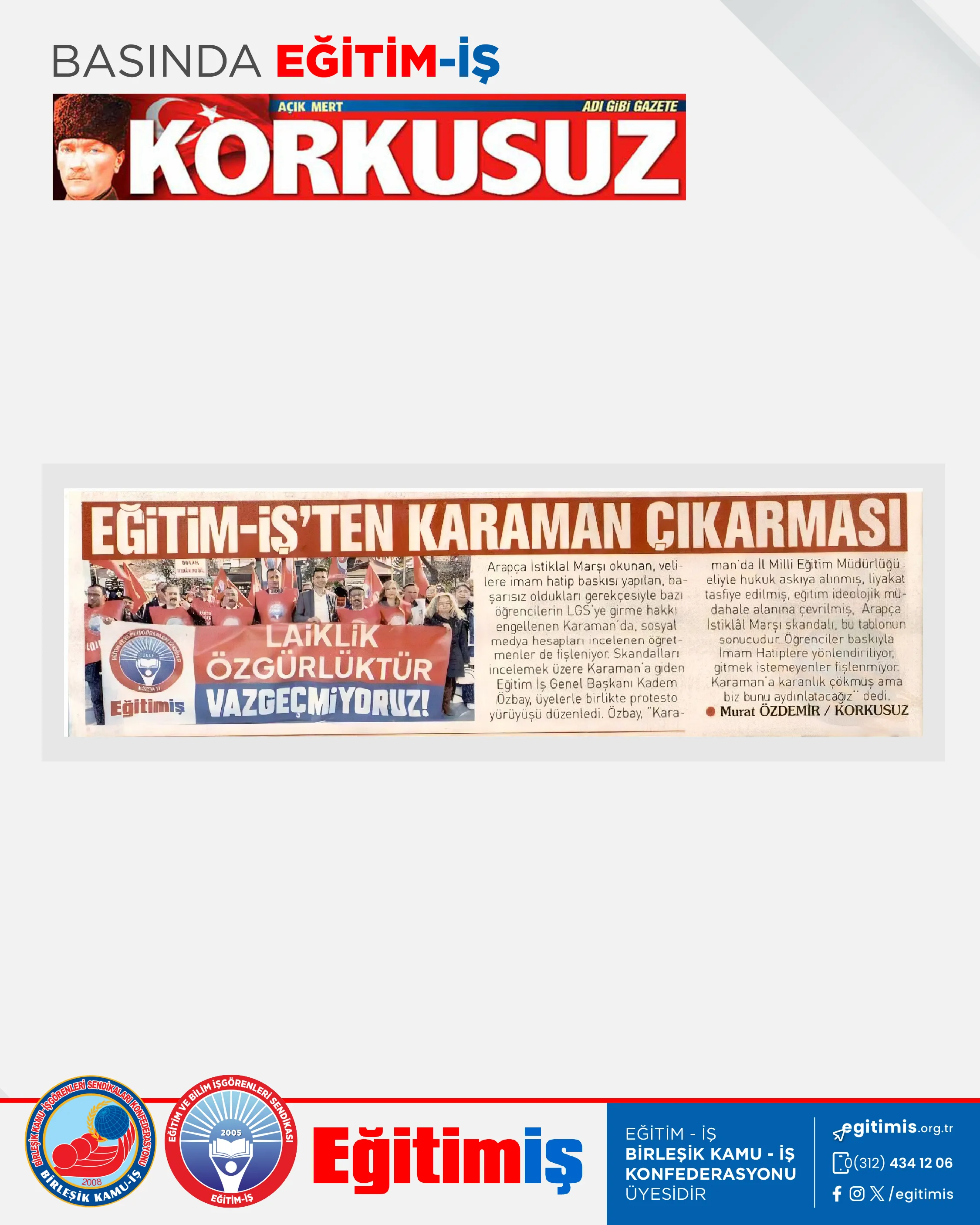 EĞİTİM-İŞ'TEN KARAMAN ÇIKARMASI | EĞİTİM İŞ