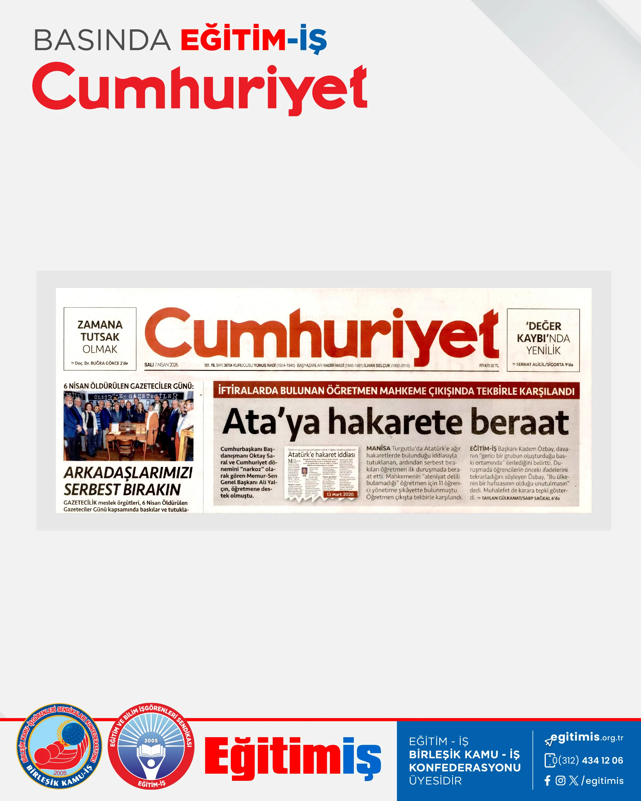 Ata'ya hakarete beraat | EĞİTİM İŞ