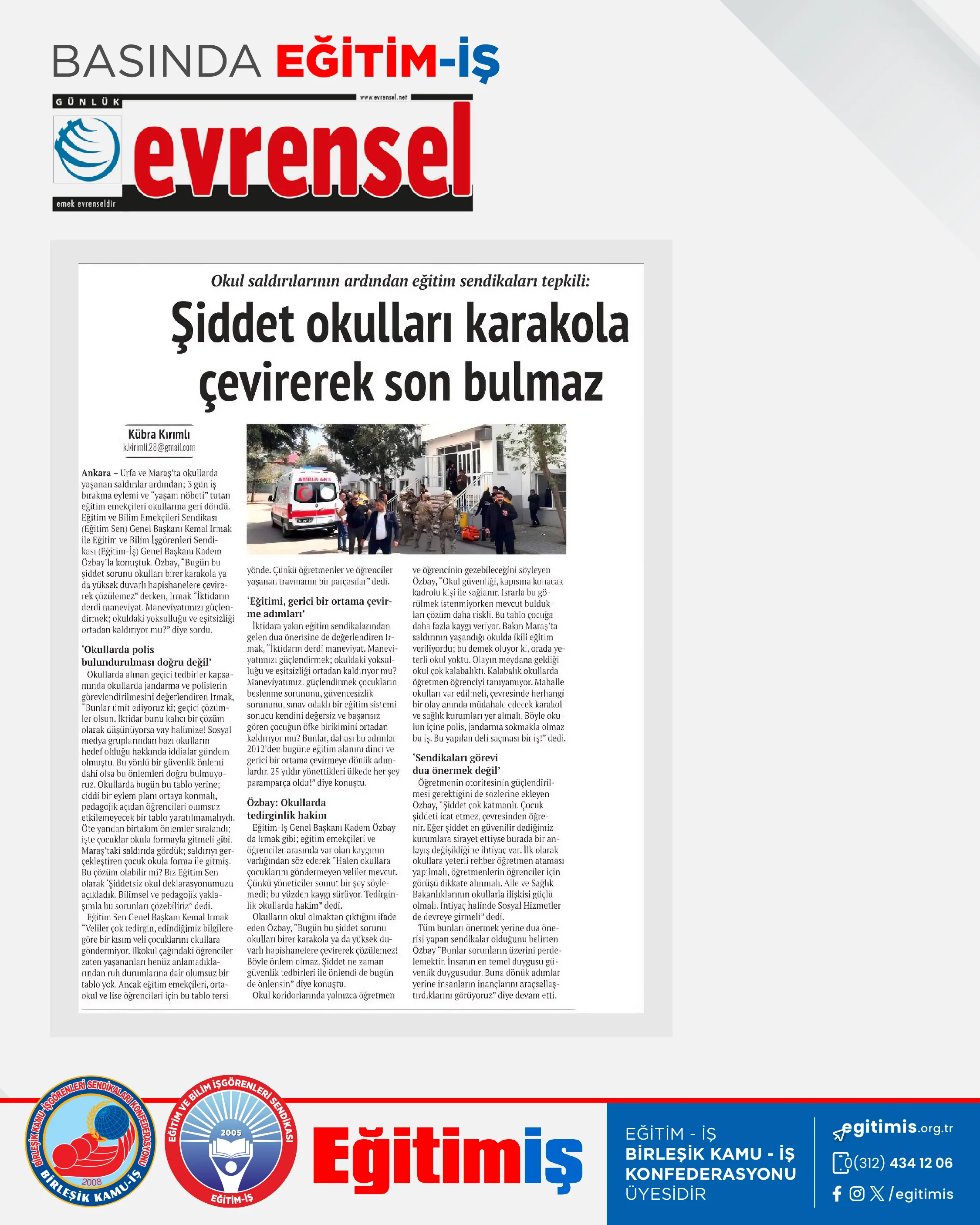 Şiddet okulları karakola çevirerek son bulmaz | EĞİTİM İŞ