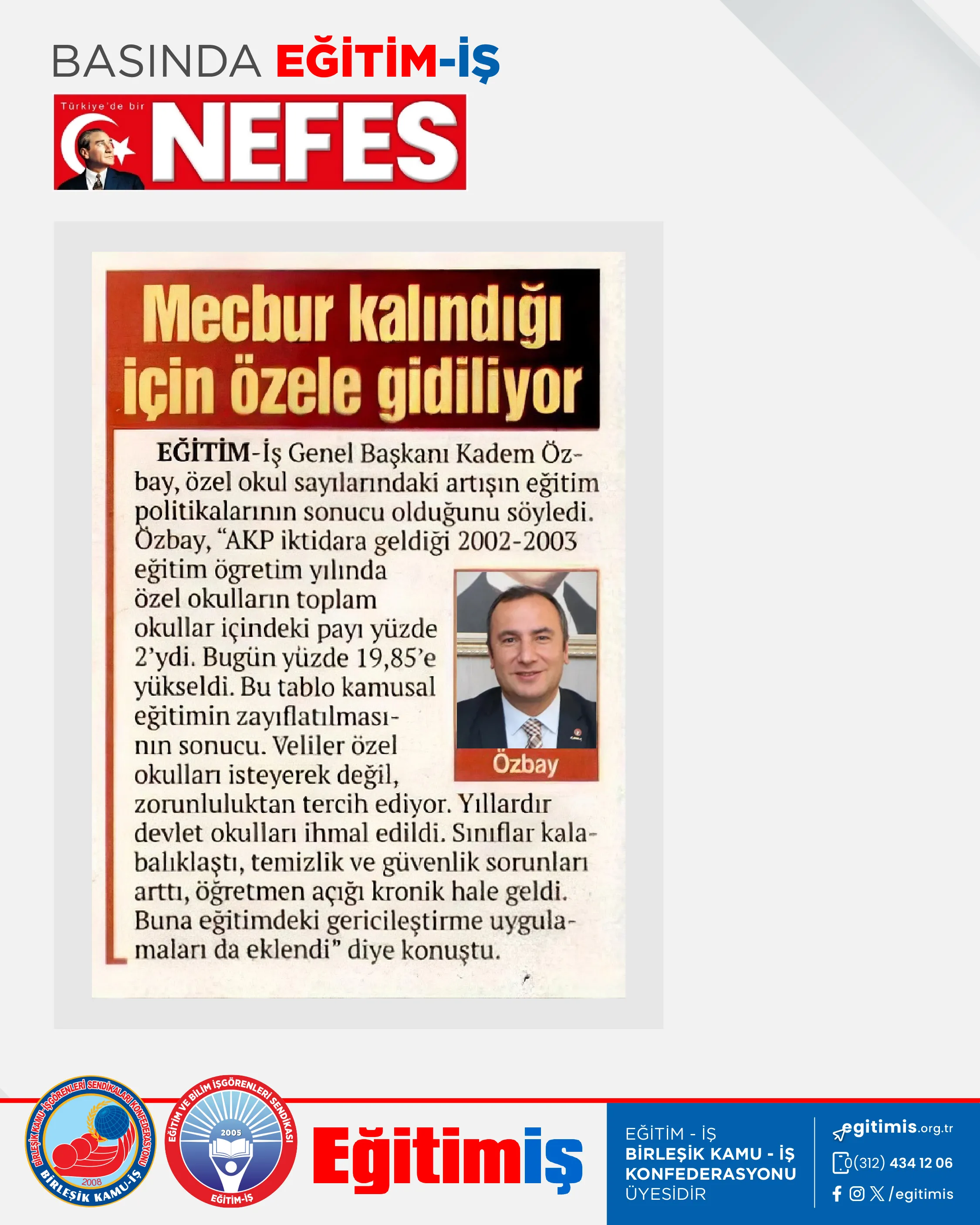 Mecbur kalındığı için özele gidiliyor | EĞİTİM İŞ