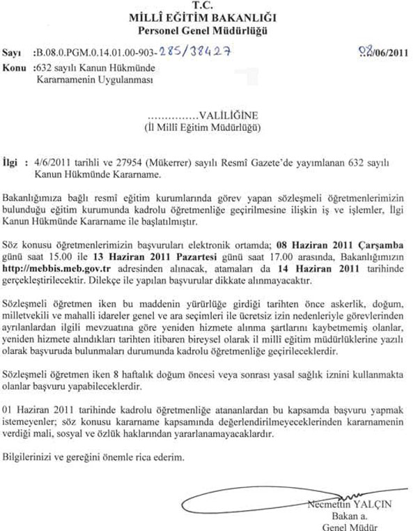 Milli Eğitim Bakanlığı sözleşmelileri kadroya geçiren KHK için genelge yayımladı | EĞİTİM İŞ