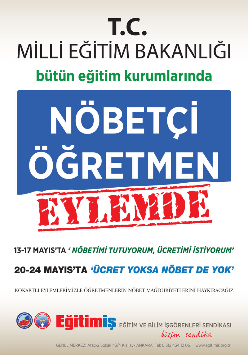 NÖBETÇİ ÖĞRETMEN EYLEMDE | EĞİTİM İŞ