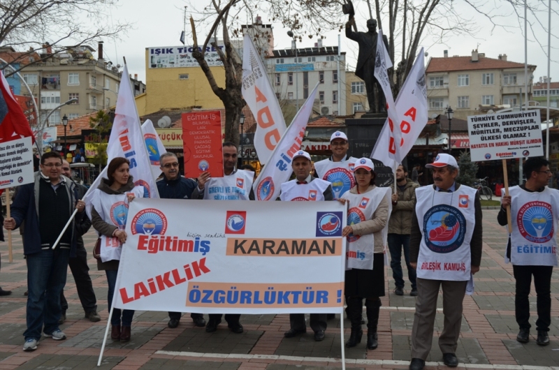 KARAMAN TEMSİLCİLİĞİMİZDEN “LAİKLİK ÖZGÜRLÜKTÜR” EYLEMİ | EĞİTİM İŞ