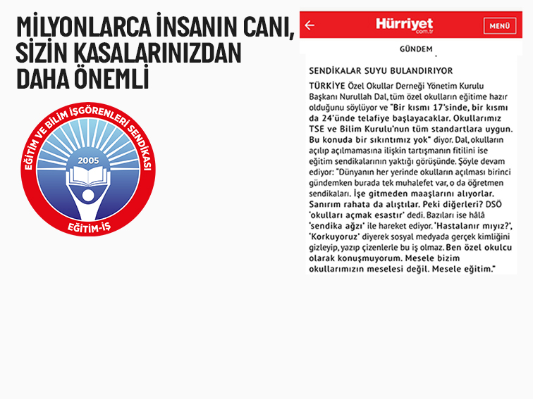 MİLYONLARCA İNSANIN CANI, SİZİN `KASALARINIZDAN DAHA ÖNEMLİ | EĞİTİM İŞ