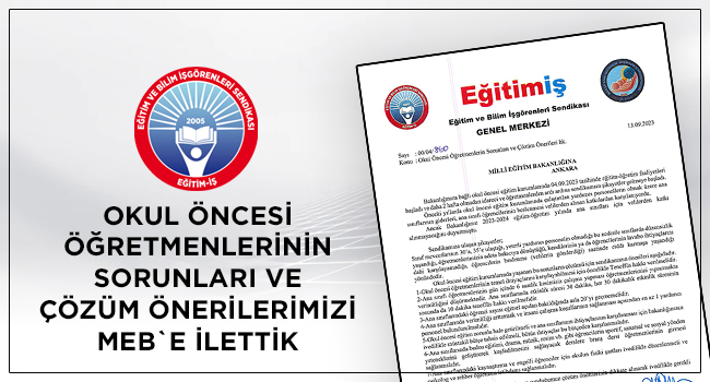 Okul Öncesi Öğretmenlerinin Sorunları ve Çözüm Önerilerimizi MEB`e İlettik | EĞİTİM İŞ