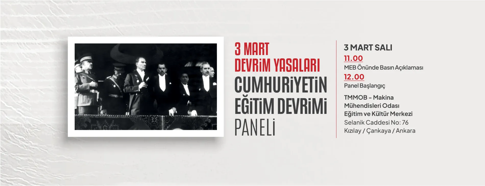 3 MART DEVRİM YASALARI: CUMHURİYETİN EĞİTİM DEVRİMİ PANELİ | EĞİTİM İŞ