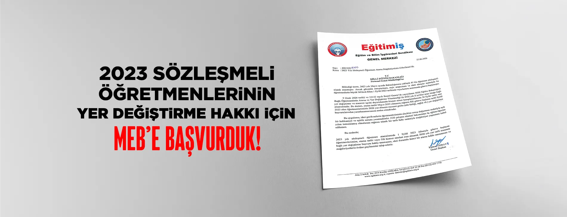 2023 SÖZLEŞMELİ ÖĞRETMENLERİNİN YER DEĞİŞTİRME HAKKI İÇİN MEB’E BAŞVURDUK! | EĞİTİM İŞ
