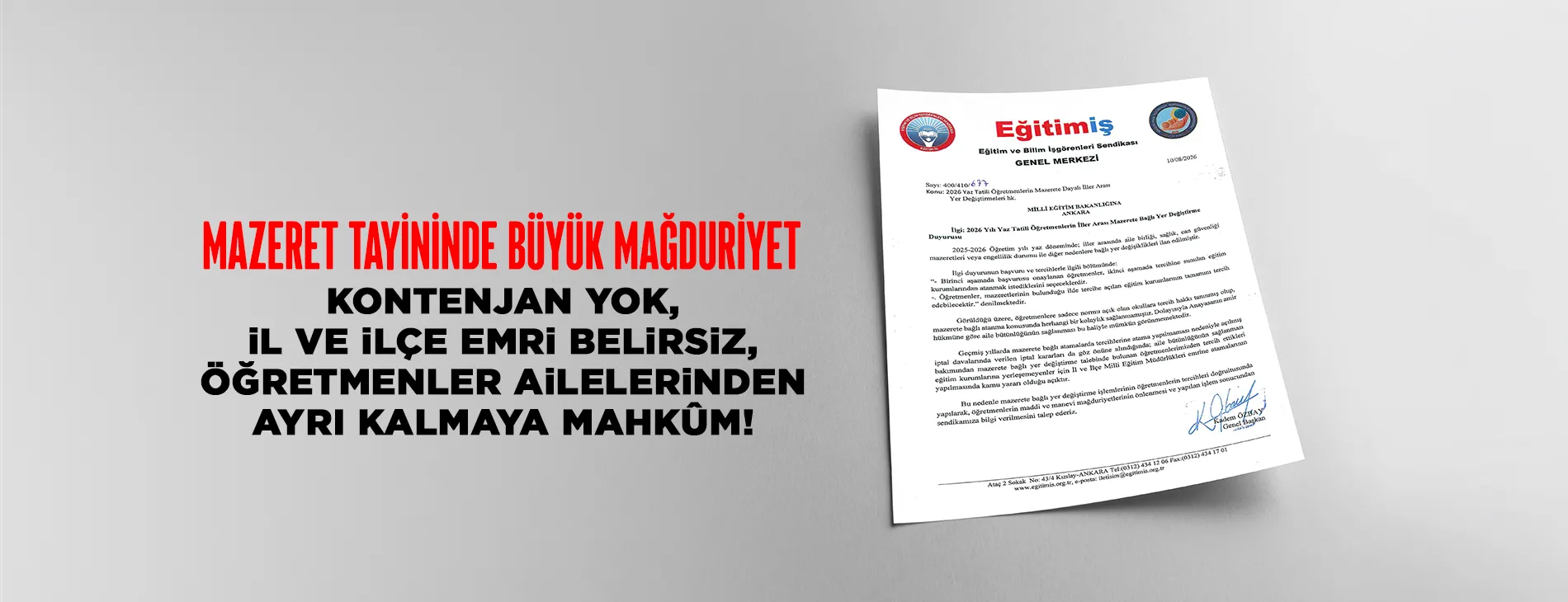 Mazeret Tayininde Büyük Mağduriyet: Kontenjan Yok, İl ve İlçe Emri Belirsiz, Öğretmenler Ailelerinden Ayrı Kalmaya Mahkûm!