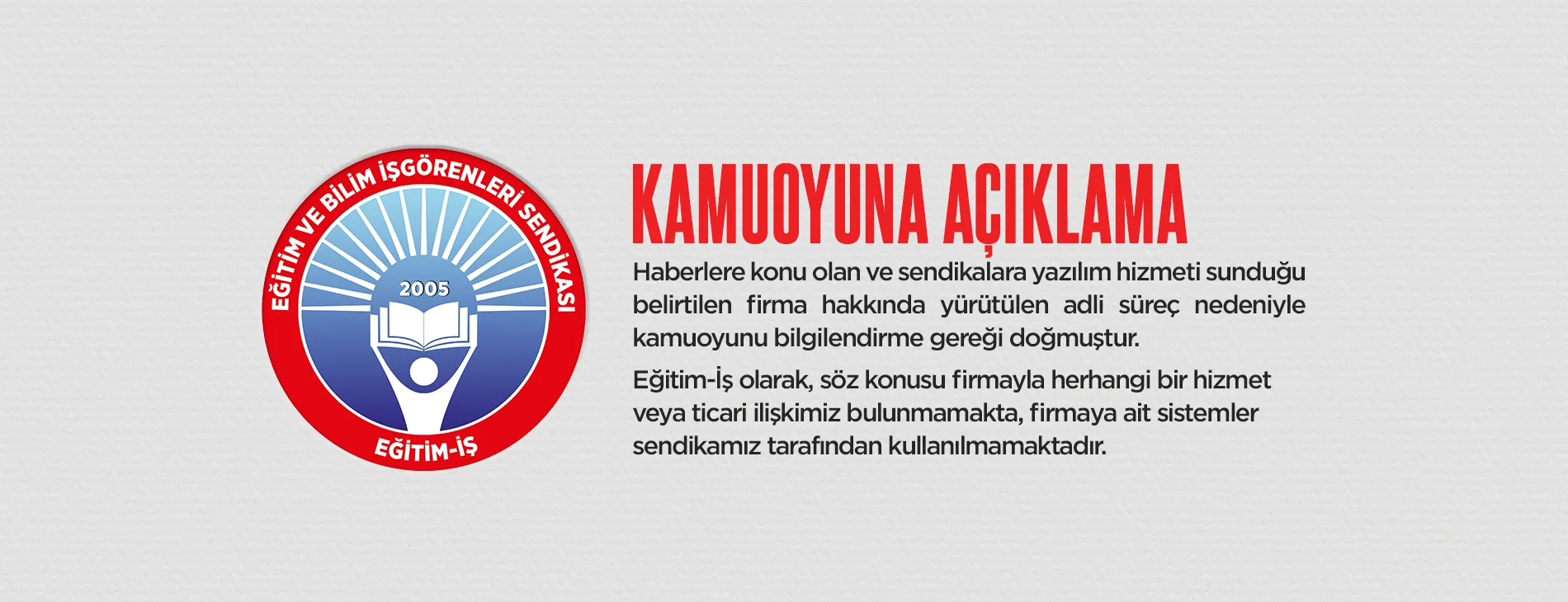 KAMUOYUNA AÇIKLAMA